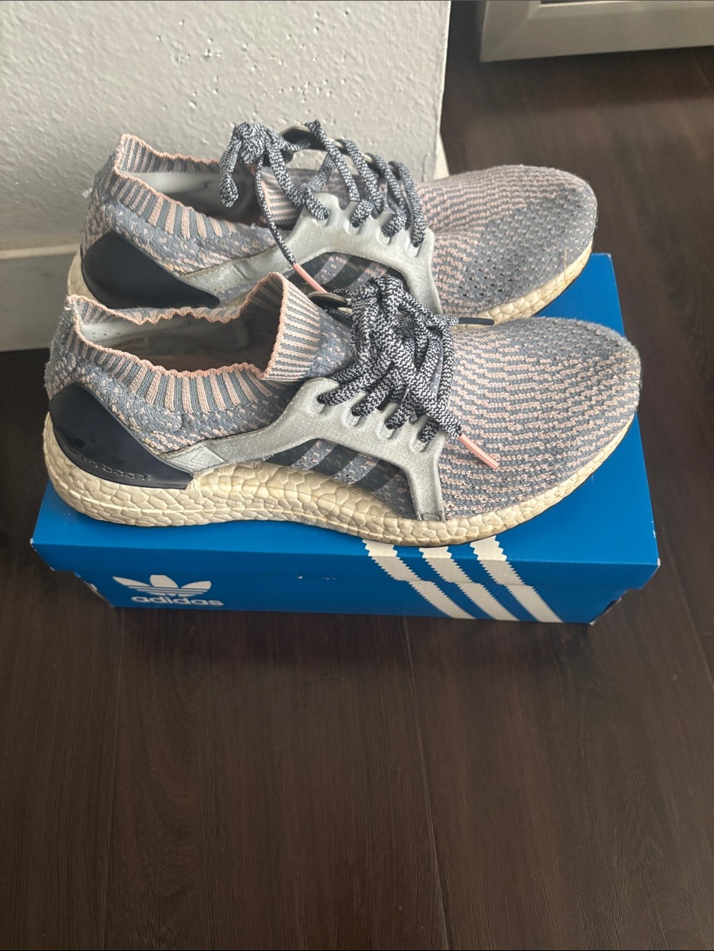 adidas Women’s Knit Sneakers in Gray, Pink, and Cream